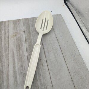 Ekco Slotted Serving Spoon #1 White Nylon Plastic 11" Vintage